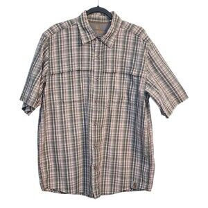 Carhartt Mens L Force Button Up Vented Plaid Relaxed Fit Shirt Outdoors Work